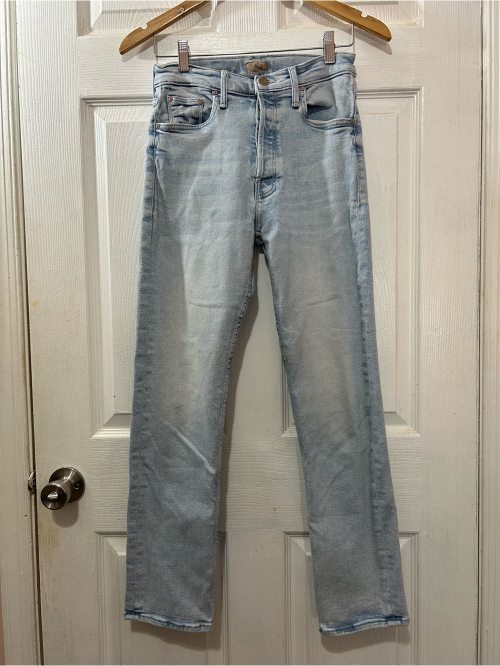 MOTHER The Tomcat Flood Jeans Womens 27 Light Wash Denim Straight Leg USA